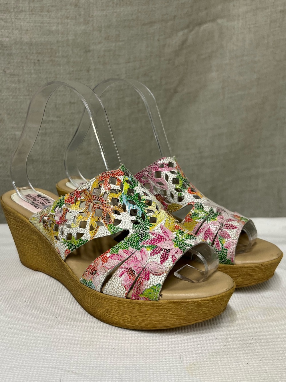 Spring Step Floral Multi-Color Wedge Sandals